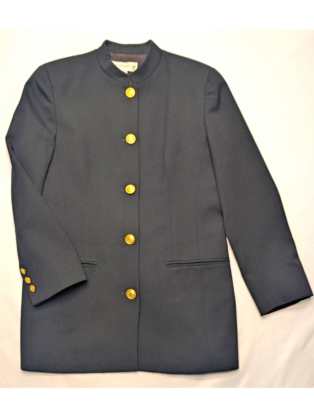 VTG Liz Claiborne Petite Collection Black Wool Blazer Jacket Gold Buttons 10P